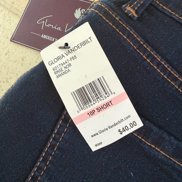NWT Gloria Vanderbilt Amanda Slimming Leg Blue Jeans 10P - Picture 3 of 5